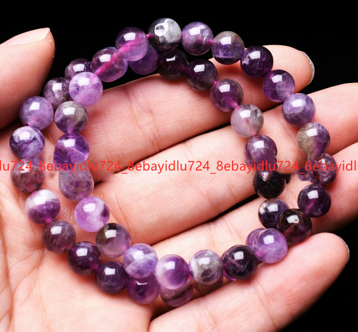 2 Pcs 6/8/10mm Natural Purple Amethyst Round Gemstone Beads Bracelet 7.5″
