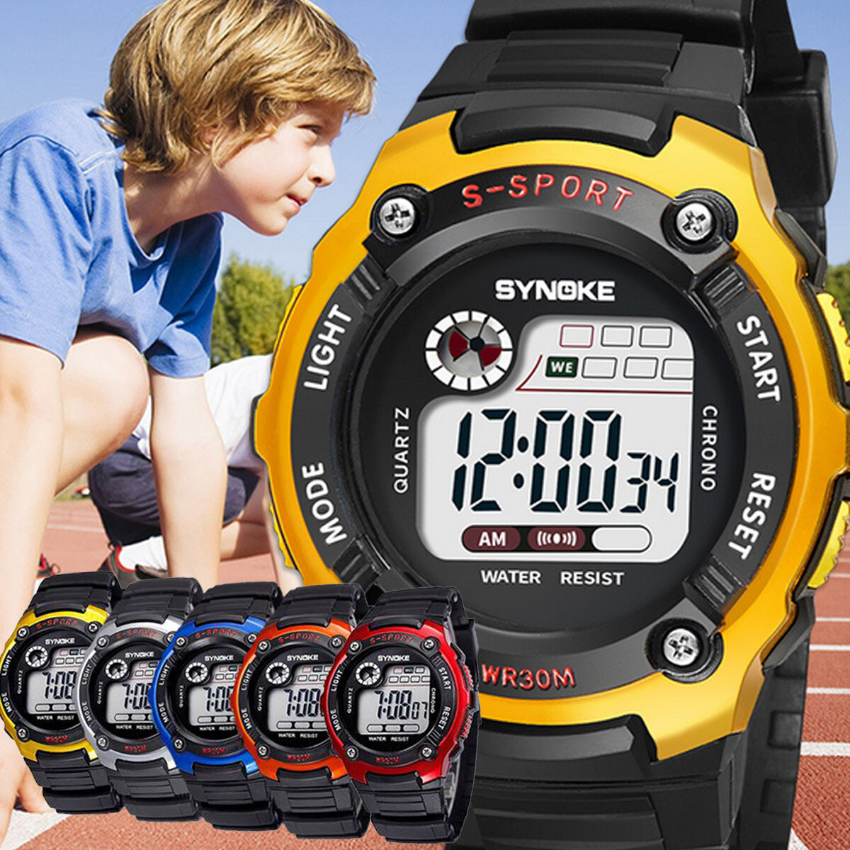 Waterproof Kids Digital Electronic Watch Children Boys Girls Sports LED Watches