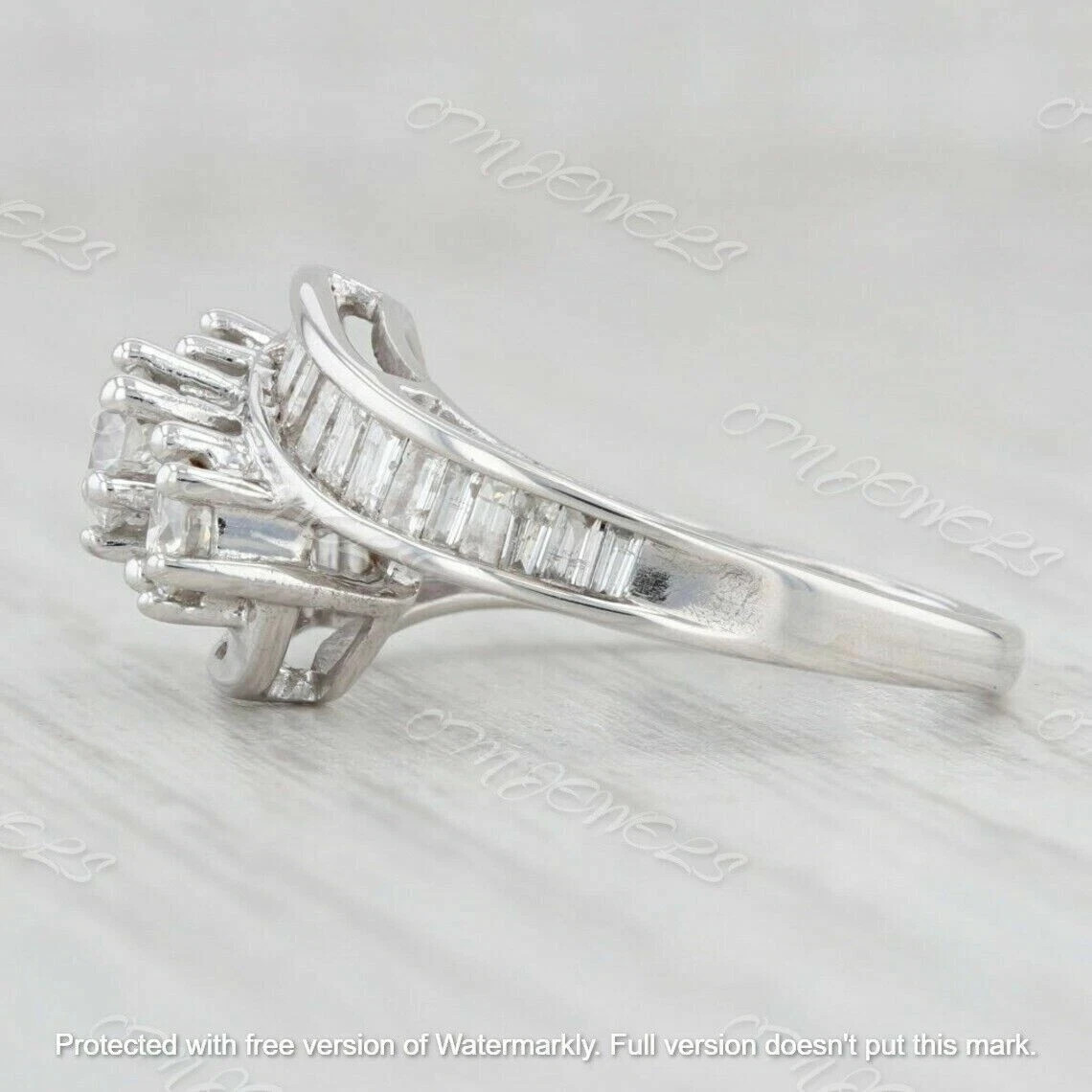 2Ct Lab-Created Diamond Solitaire With Accents Engagement Ring 14K White Gold F