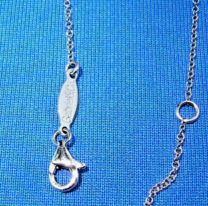 ORIGINAL Gabriel & Co DIAMOND Slice Necklace 18″ Inch Chain Solid 14K WHITE GOLD