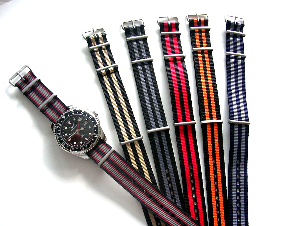 20mm Black NATO G10 Premium nylon Ballistic Airforce watch band Bonded IW SUISSE