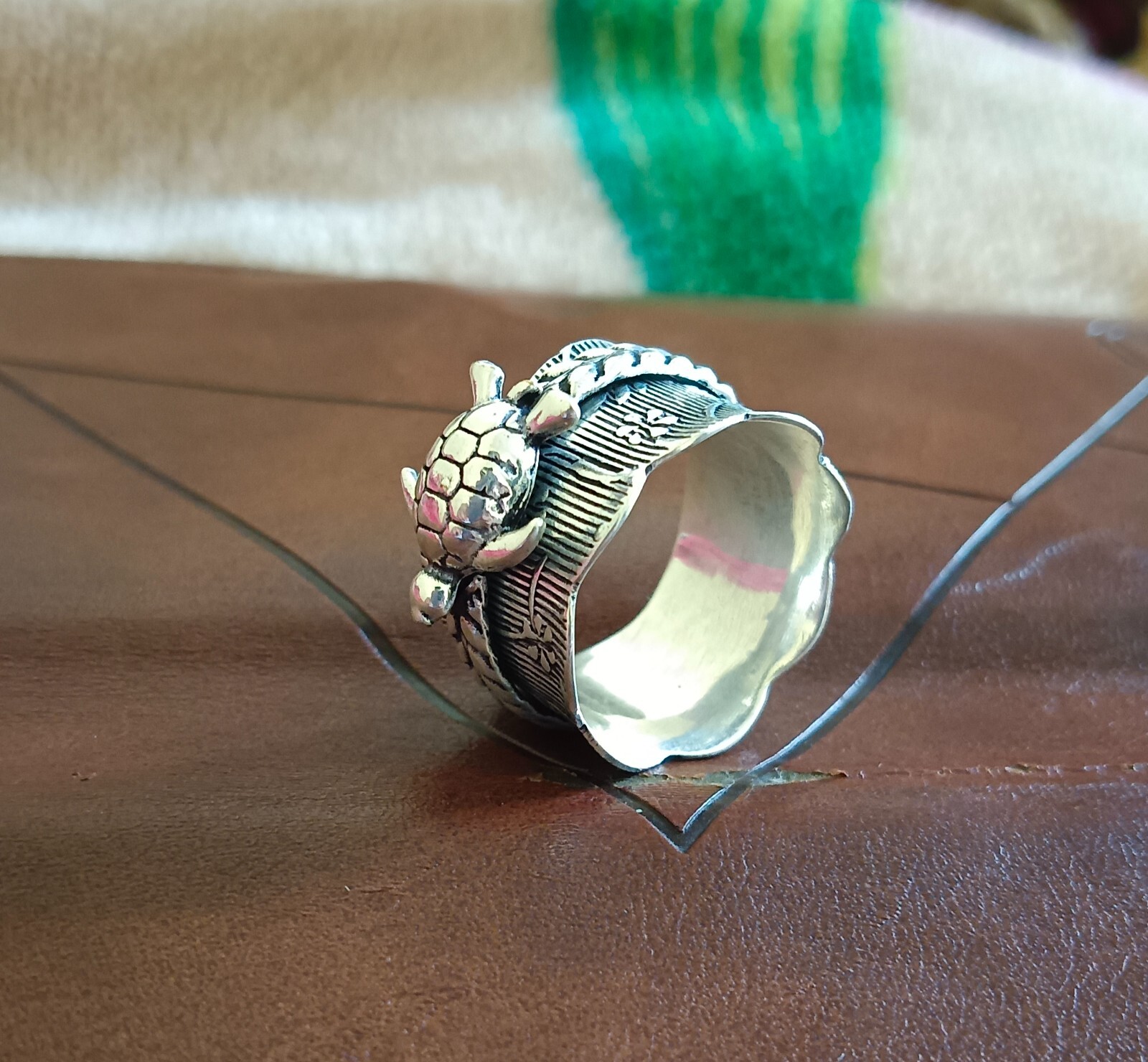 Handmade Turtle Textured Spinner Ring 925 Sterling Silver Ring All Size SR404