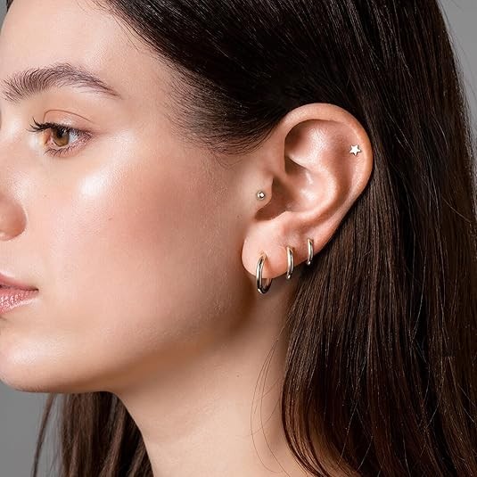 Flat Back Stud Earrings Cartilage Small, Sliver/Gold-20G(0.8mm) For Women Man