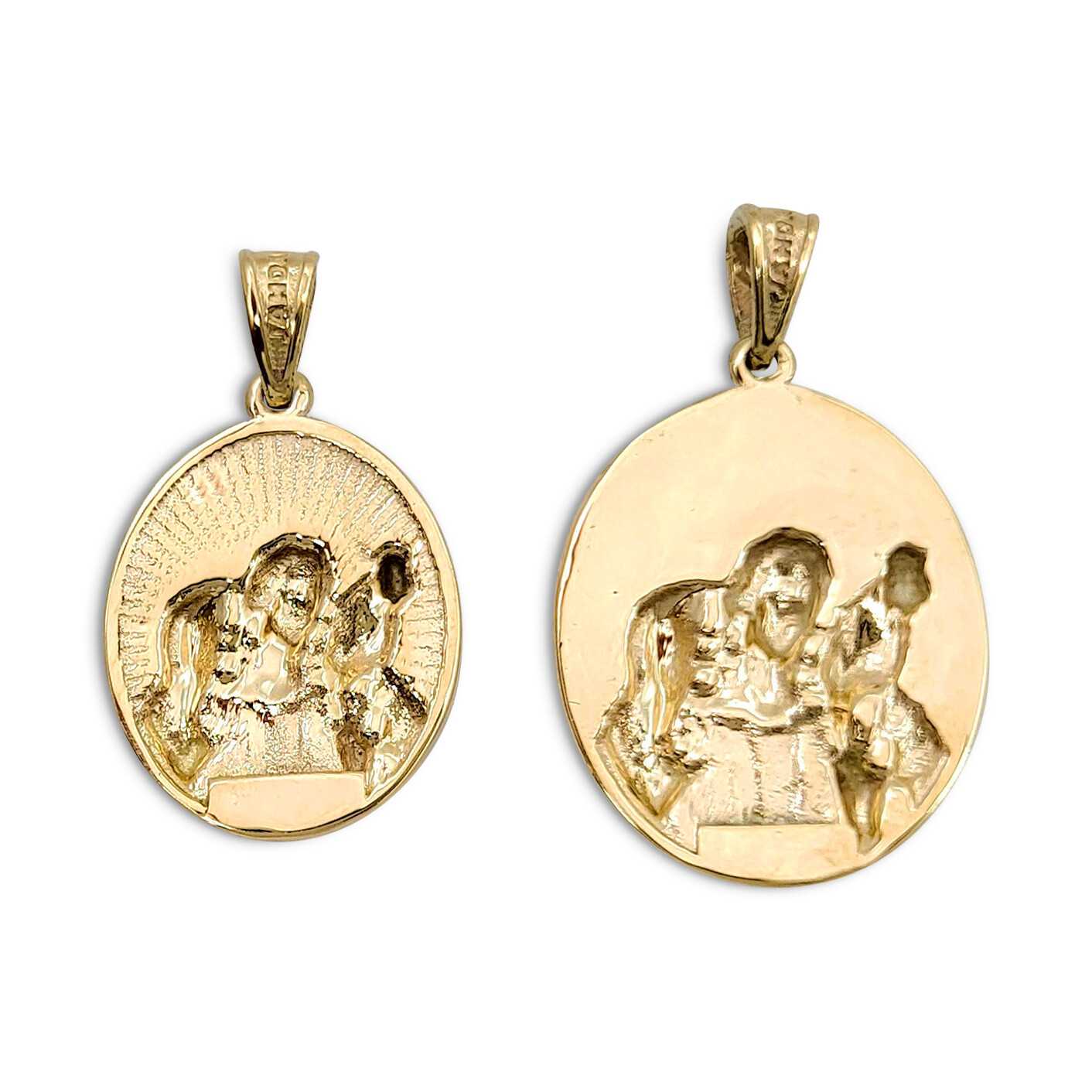 Solid 18K Yellow Gold Jesus Shepherd Pendant, Gold Lamb Of God Pendant