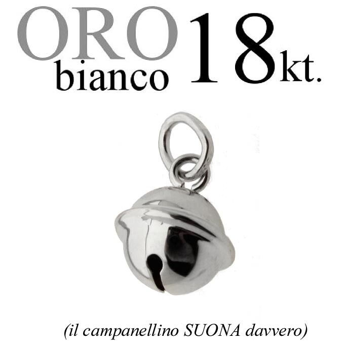 Angel Caller Bell Pendant White Gold 18Kt. 750/1000 Birth Pregnancy