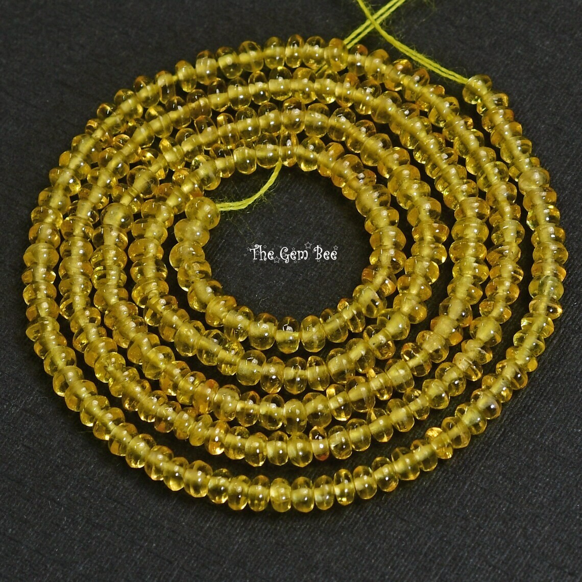 2.8mm Petite Natural Golden Yellow Sapphire Smooth Rondelle Beads 16″ Strand