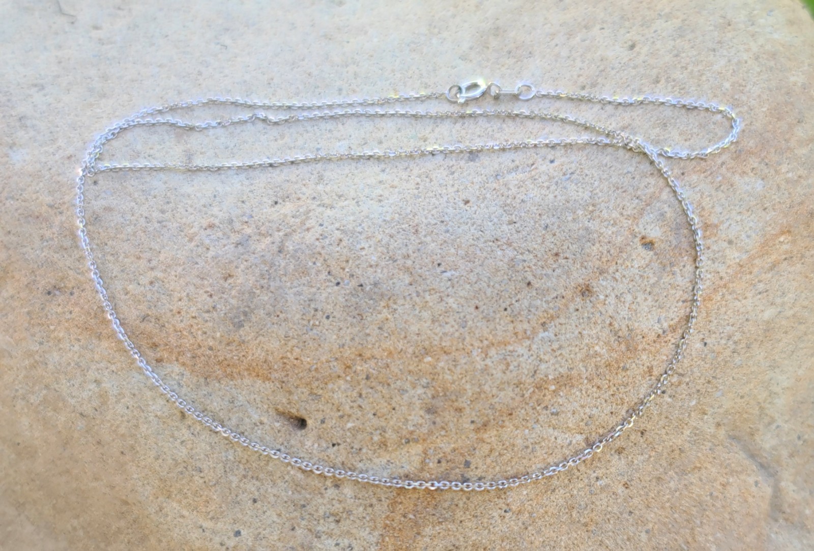 14k Solid White Gold Cable Chain Necklace 17.75″ Signed RCI 1mm Turkey 1.55grams