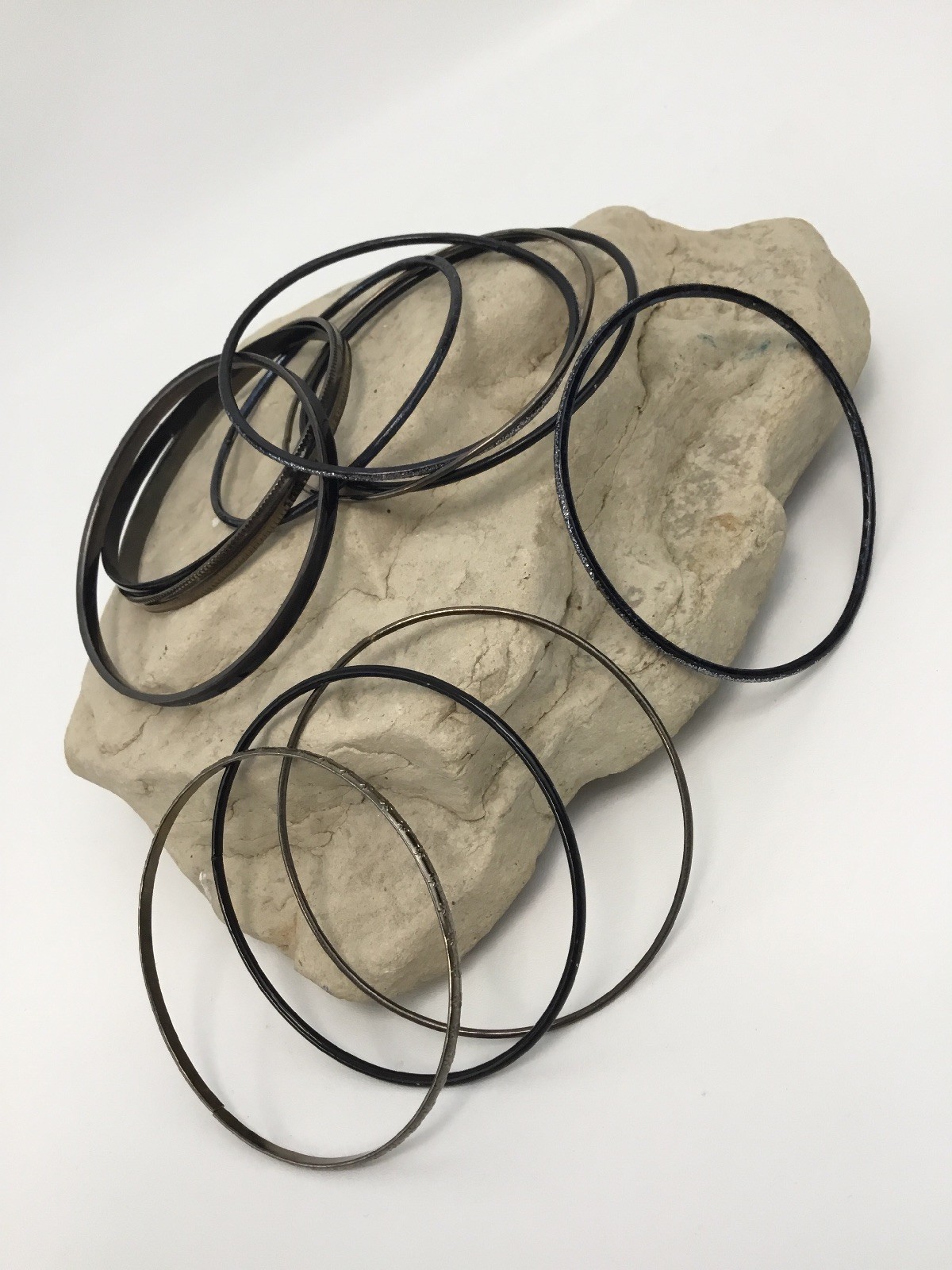 11 Black Dark Tone Bracelets Wire Type Assorted Shapes Designs Fashion Lot