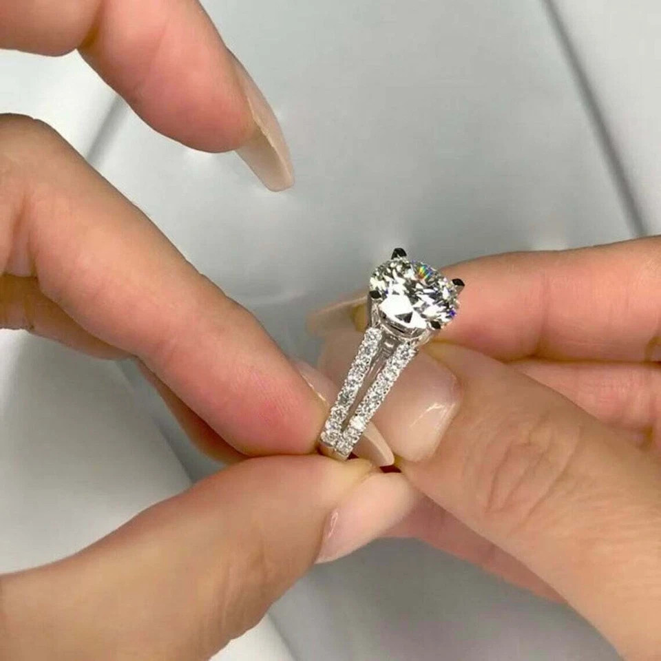 1.50 Ct Lab Created Round Cut Diamond Wedding Ring 14K White Gold Finish