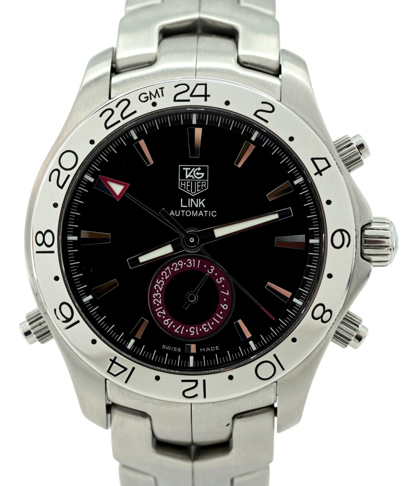 Men’s 41mm Tag Heuer LINK Automatic LE Tiger Woods GMT SS Watch! Ref: WJF2115!