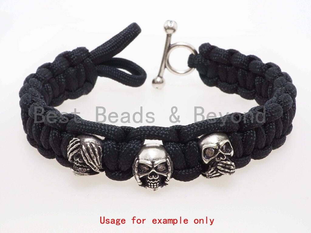 Antique Style Skull Bead for Paracord Survival Bracelet, Men’s Jewelry 8x9x11mm