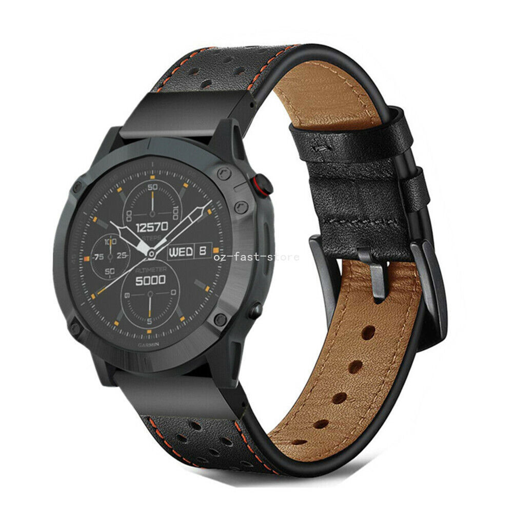 26mm Quick Fit Leather Watch Band Strap For Garmin Fenix 8 51MM 7X/6X/5X/Plus/3