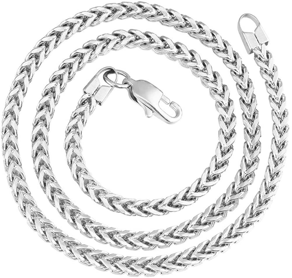 Unisex Stainless Steel Fransco Link Chain Solid Square Box Necklace 2.5MM 4MM