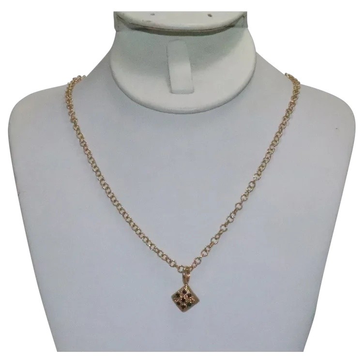 14 KT Gold Sapphire Stone Italian Necklace