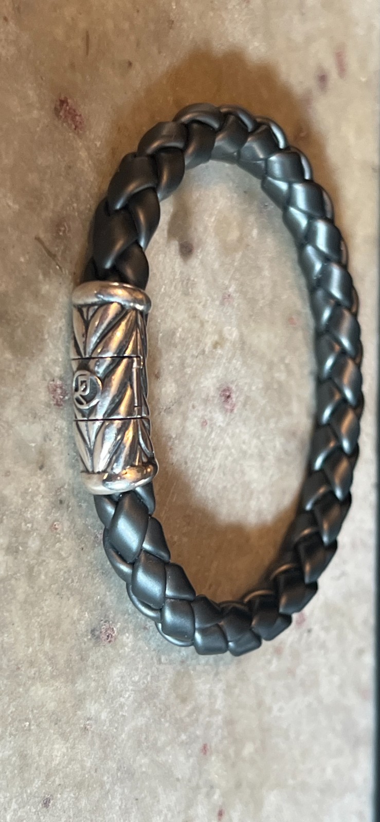 David Yurman 925 Dark Gray Chevron 8mm Rubber Bracelet 8.5″ (for a 7.5″wrist)