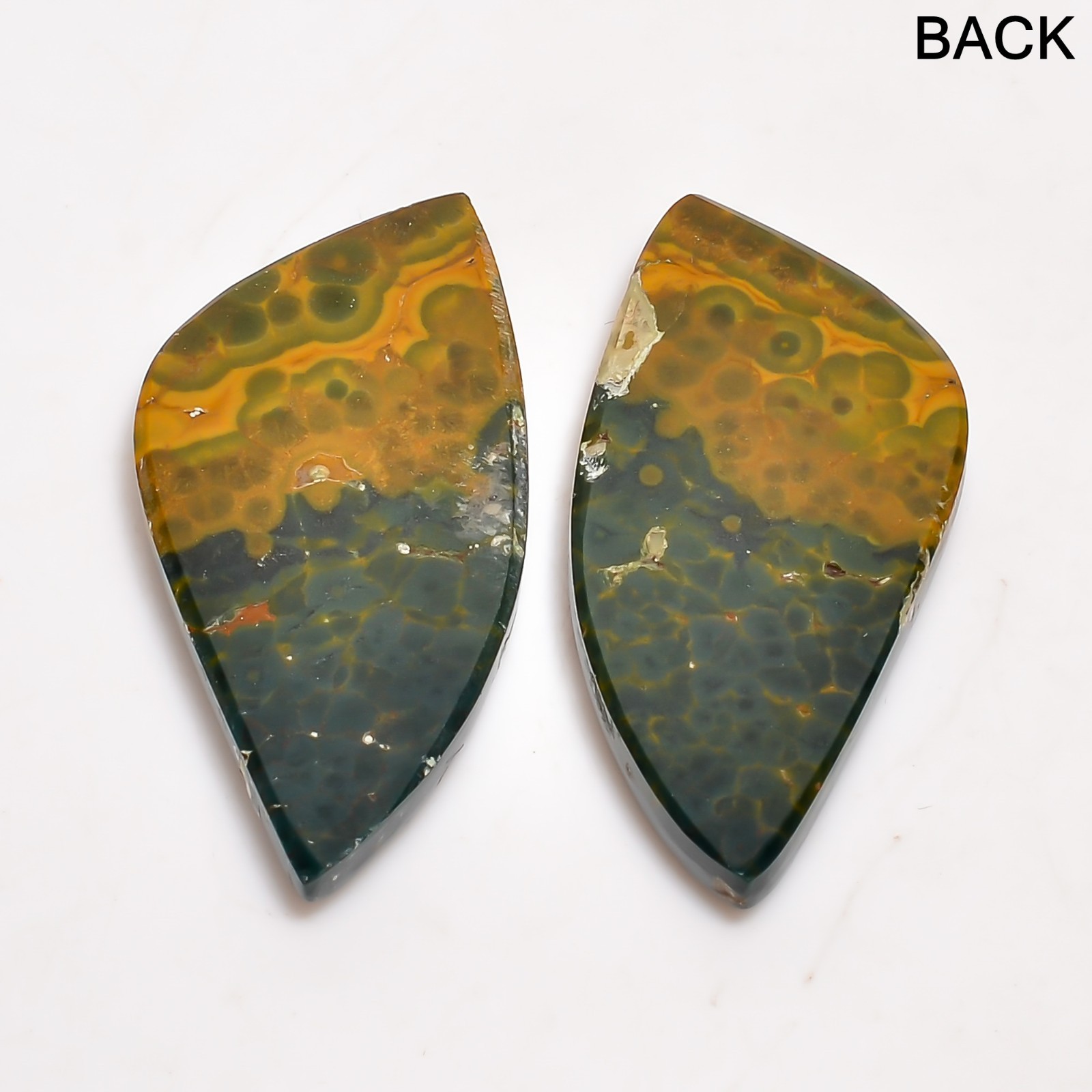 Natural Ocean Jasper Gemstone Matching Pair 30x14mm Fancy Shape Earrings Stone