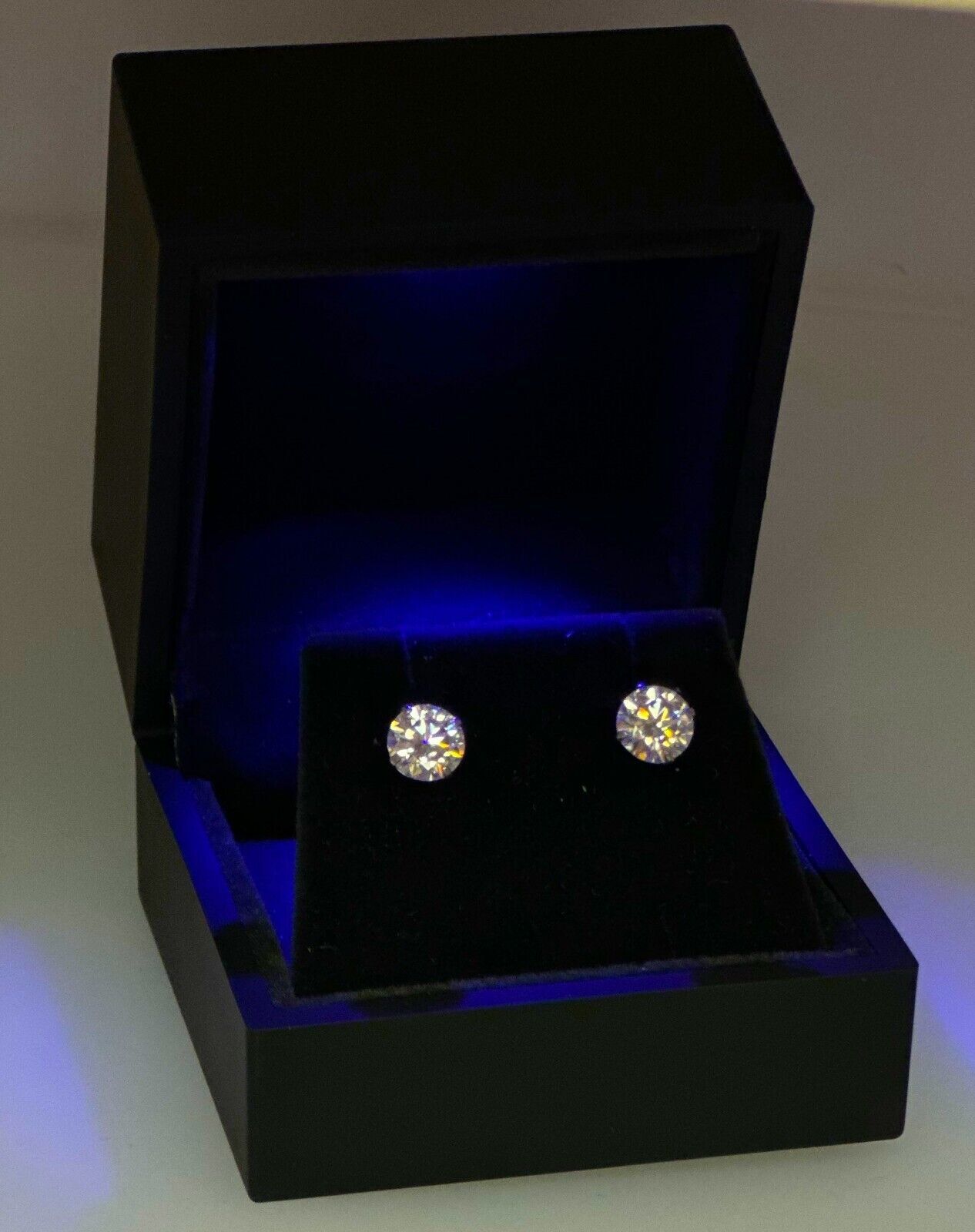 14K Gold GRA Certified D-VVS1 Round Moissanite Martini Push Back Stud Earrings