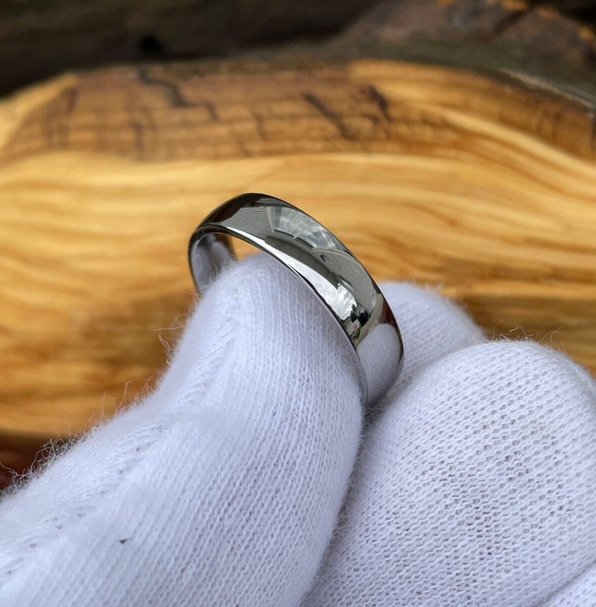 Shiny Polished Ring, Titanium Wedding Band, Low/thin dome profile, 5mm