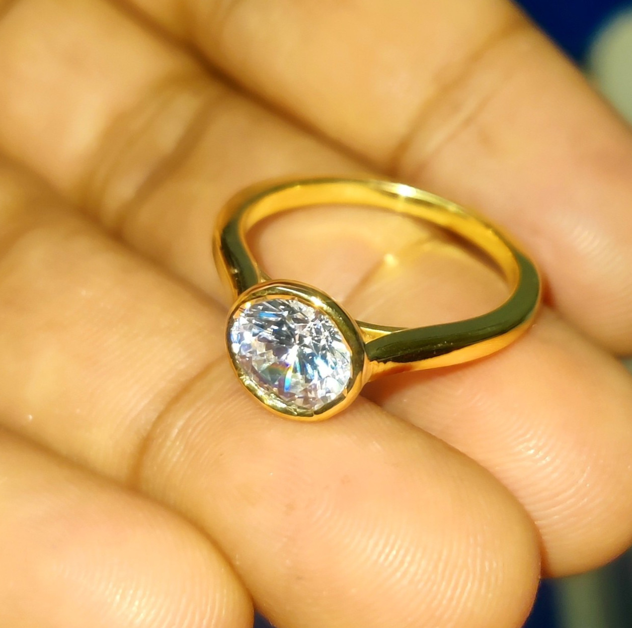 2Ct Round Lab Created Diamond Solitaire Engagement Ring 14K Yellow Gold Plated