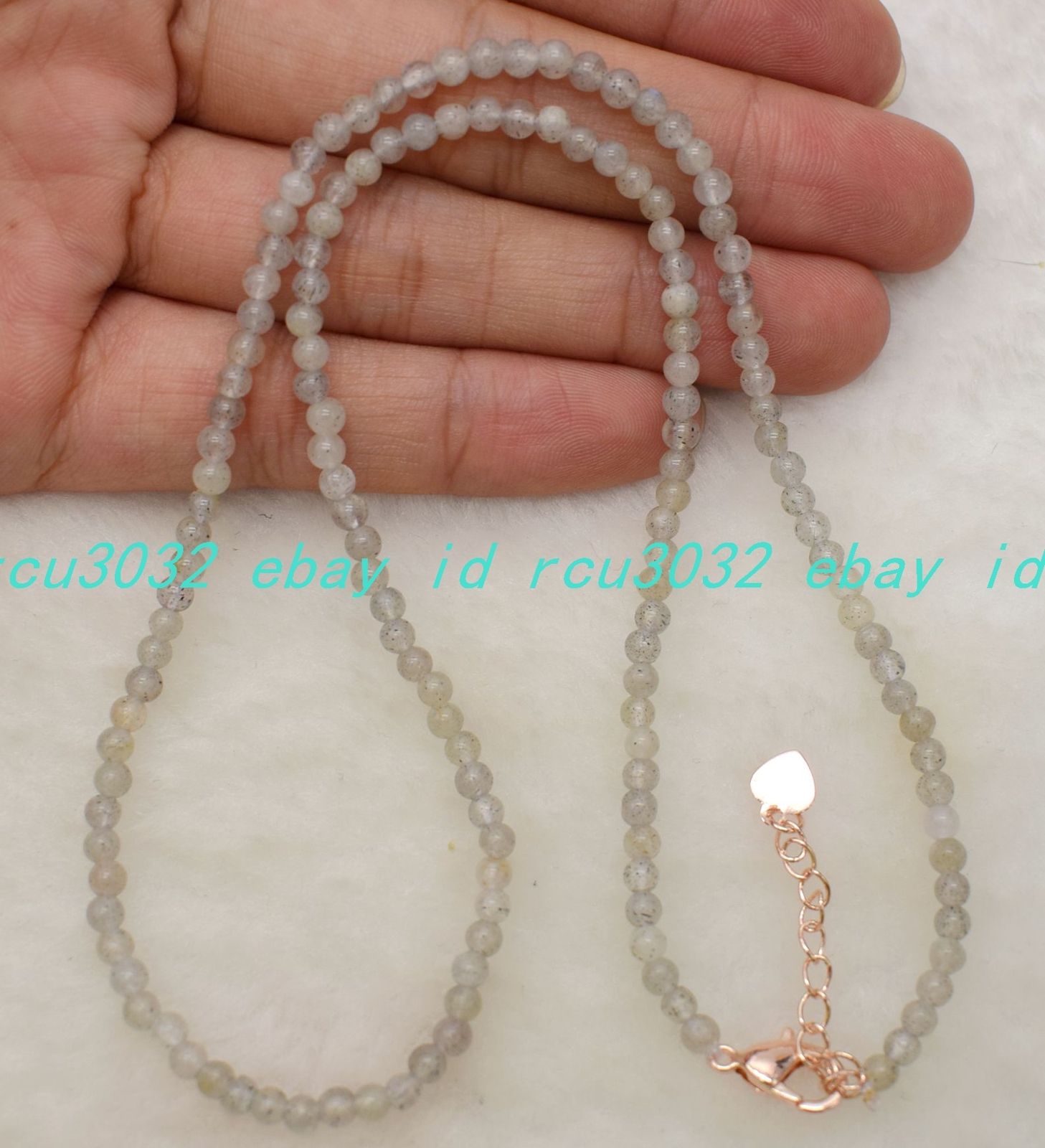 Elegant Charming 3mm Gray Labradorite Round Beads Gemstone Necklace 16-36 In