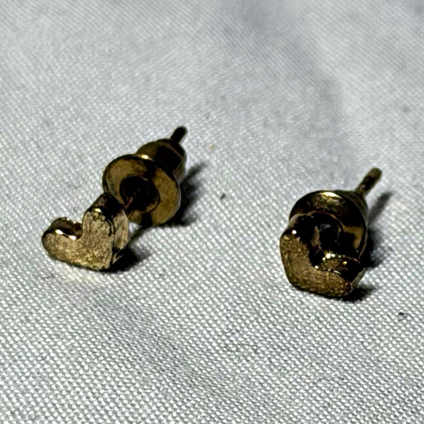 Gold Tone Heart Stud Earrings