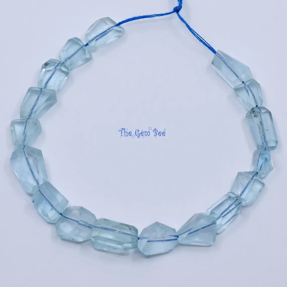 Icy Blue Aquamarine Faceted Freeform Nugget Bead 6 inch strand