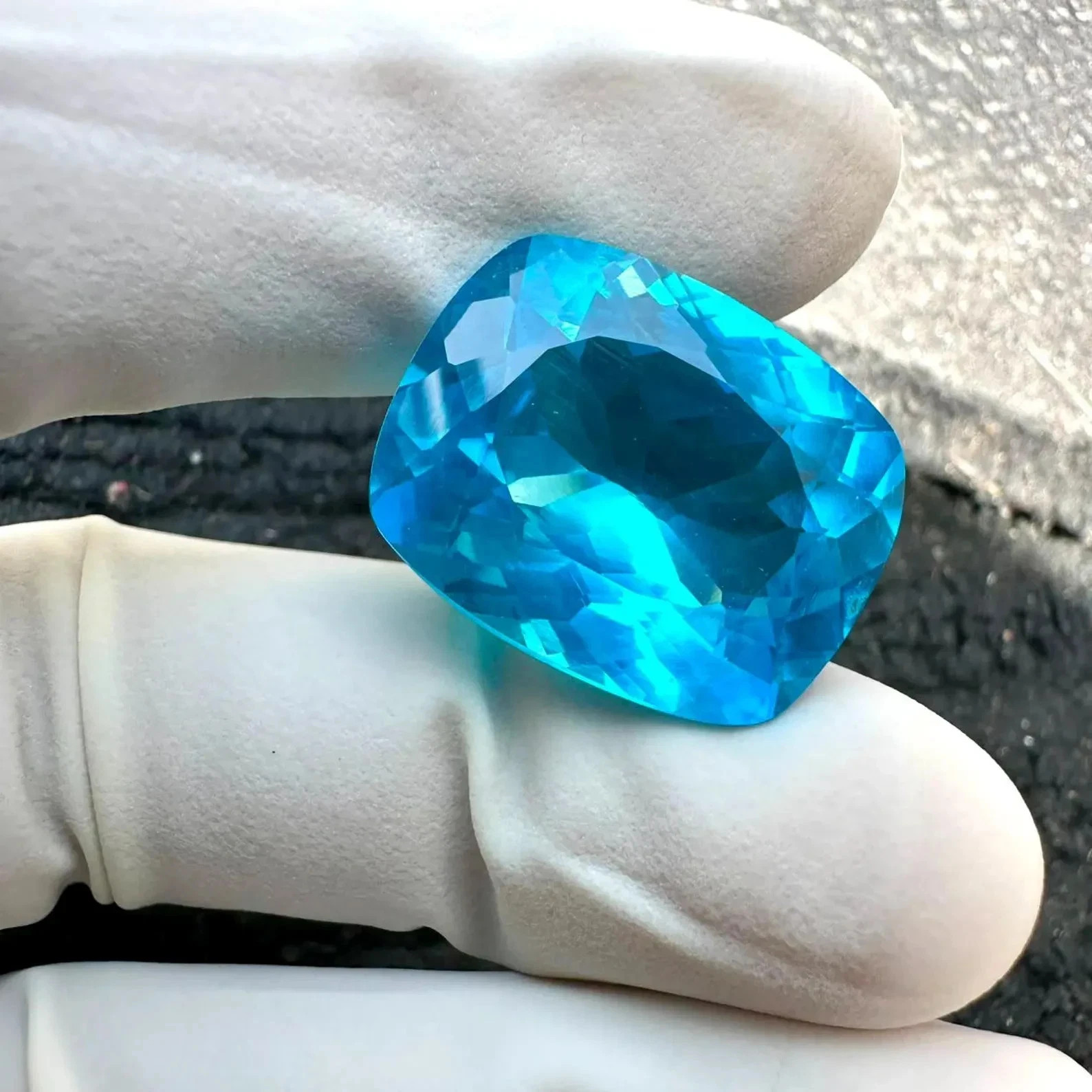 Natural Certified Neon Blue Paraiba Tourmaline 42.66 Ct Cushion Cut Loose Gems A