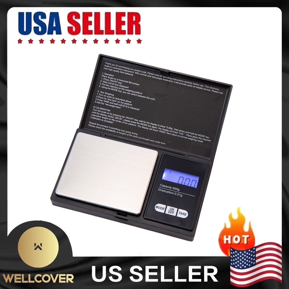 Digital Scale 1000g x 0.1g Jewelry Gram Silver Gold Coin Pocket Size Herb Grain