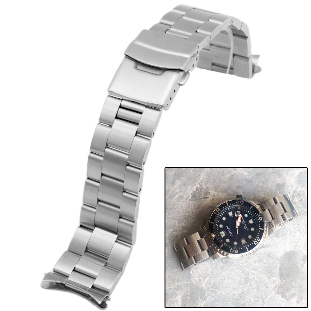 20MM Curved End For Citizen NY0040-09W -50E -17L -09E Stainless Steel Watch Band