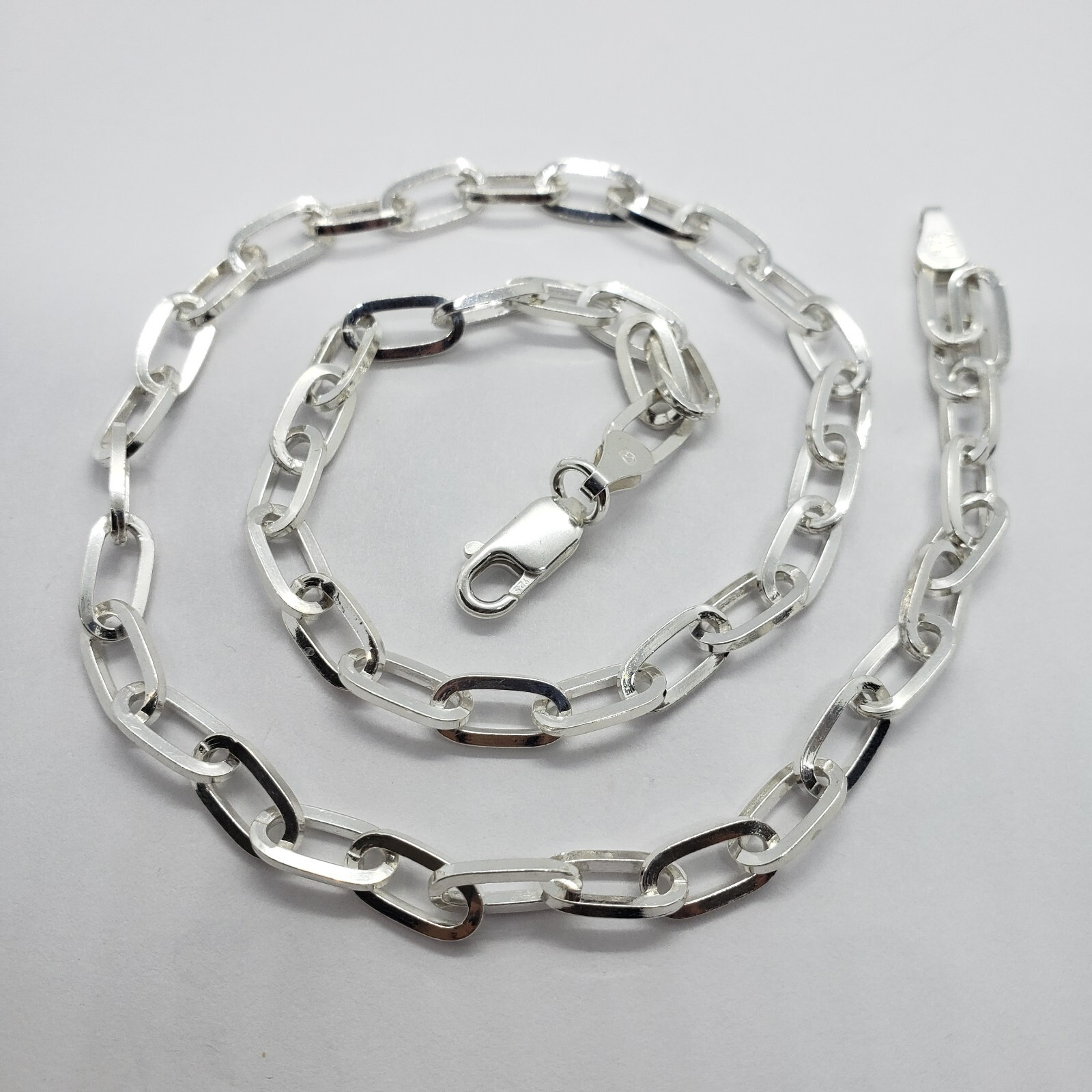 925 Sterling Silver Paperclip Chain Necklace Bracelet 5.5 mm Sizes 7-30 inch