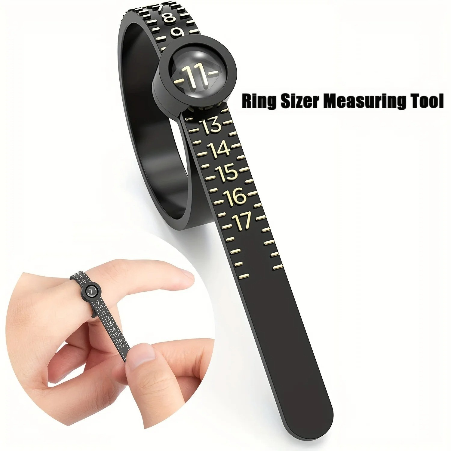 Ring Sizer with Magnifier – US/UK/EU/HK Jewelry Measuring Ruler for Finger