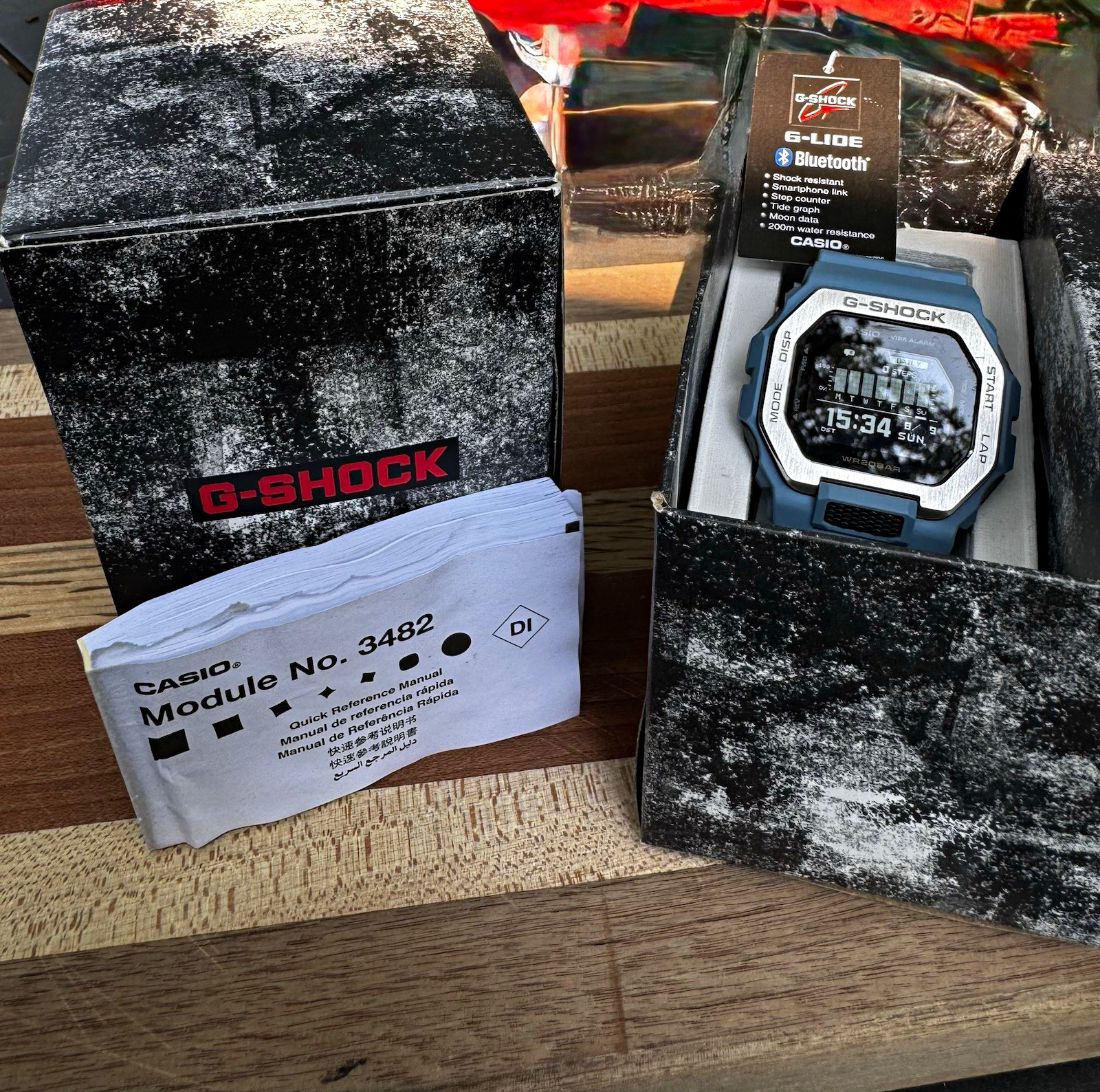 Casio G-SHOCK GBX-100-2A G-LIDE Bluetooth Surf Watch Blue Box & Papers 200M