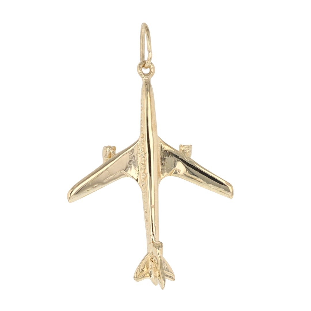 1.25″ Airplane Shaped Pendant without Chain 14k Yellow Gold 1.88 Grams