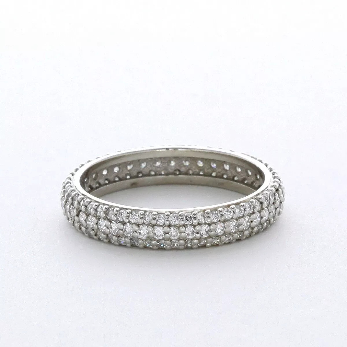Eternity Wedding Ring Classic Solid 14K Gold 1.35 CT Round Natural Diamond F VS2