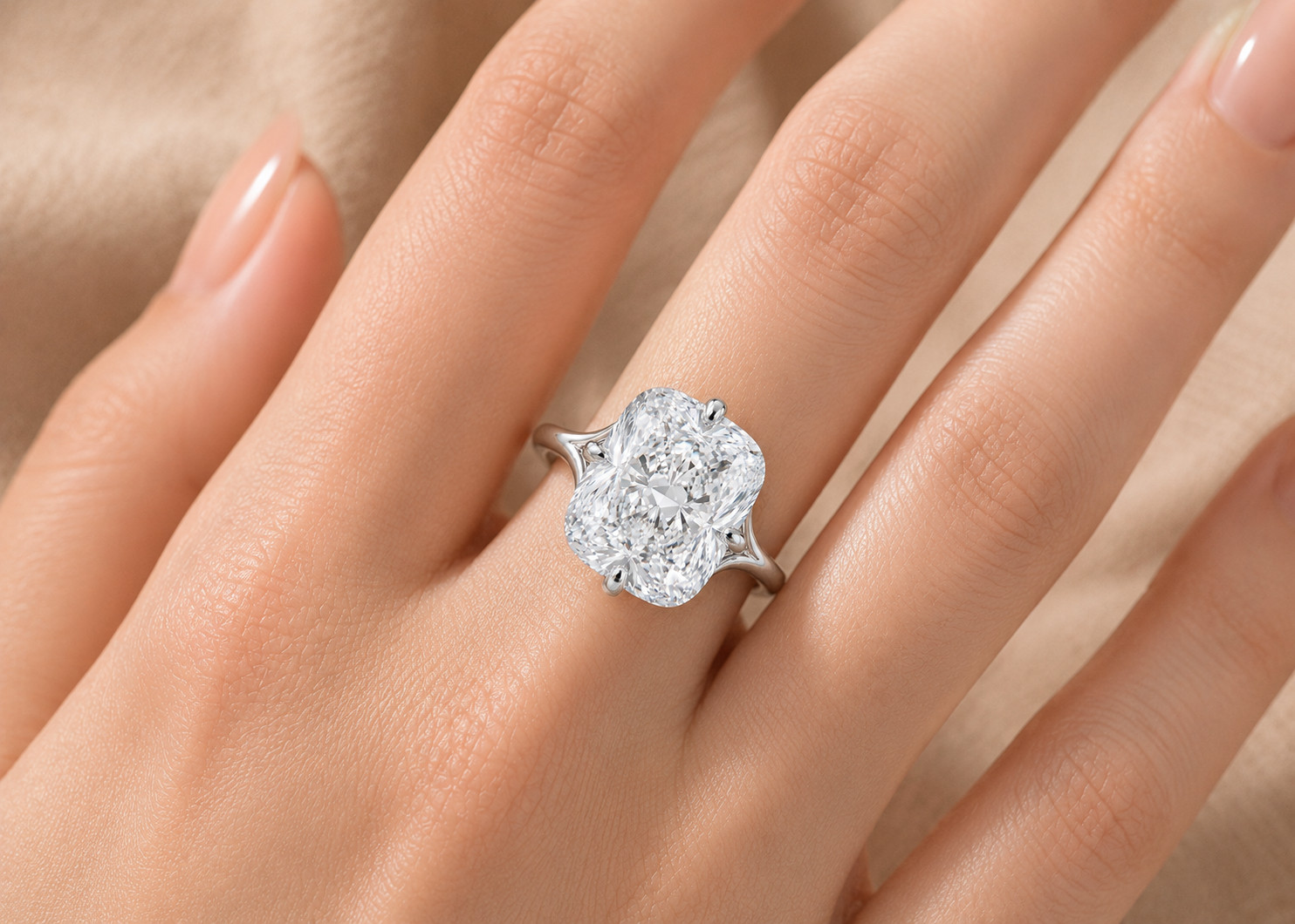 925 Sterling Silver Cushion Cut Engagement Ring White CZ Wedding Promise Ring