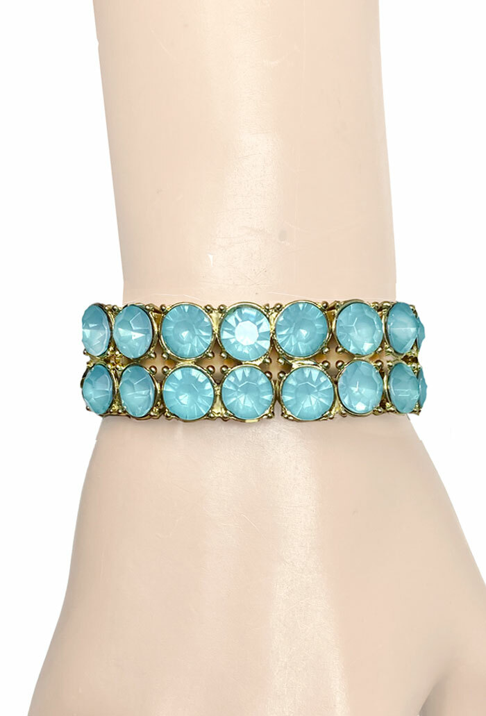 Light Green Acrylic Lucite Rhinestones Stretching Chain Bracelet Casual Everyday