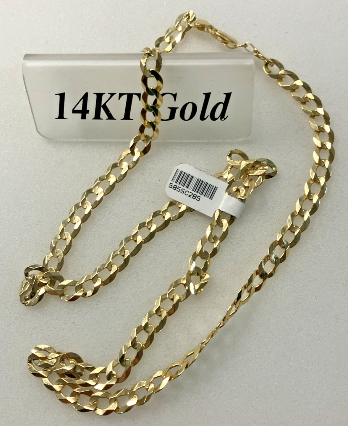 14kt Real Gold Solid Curb Link Chain 28.5grams 7.2mm 24” Brand New with Tag 14K