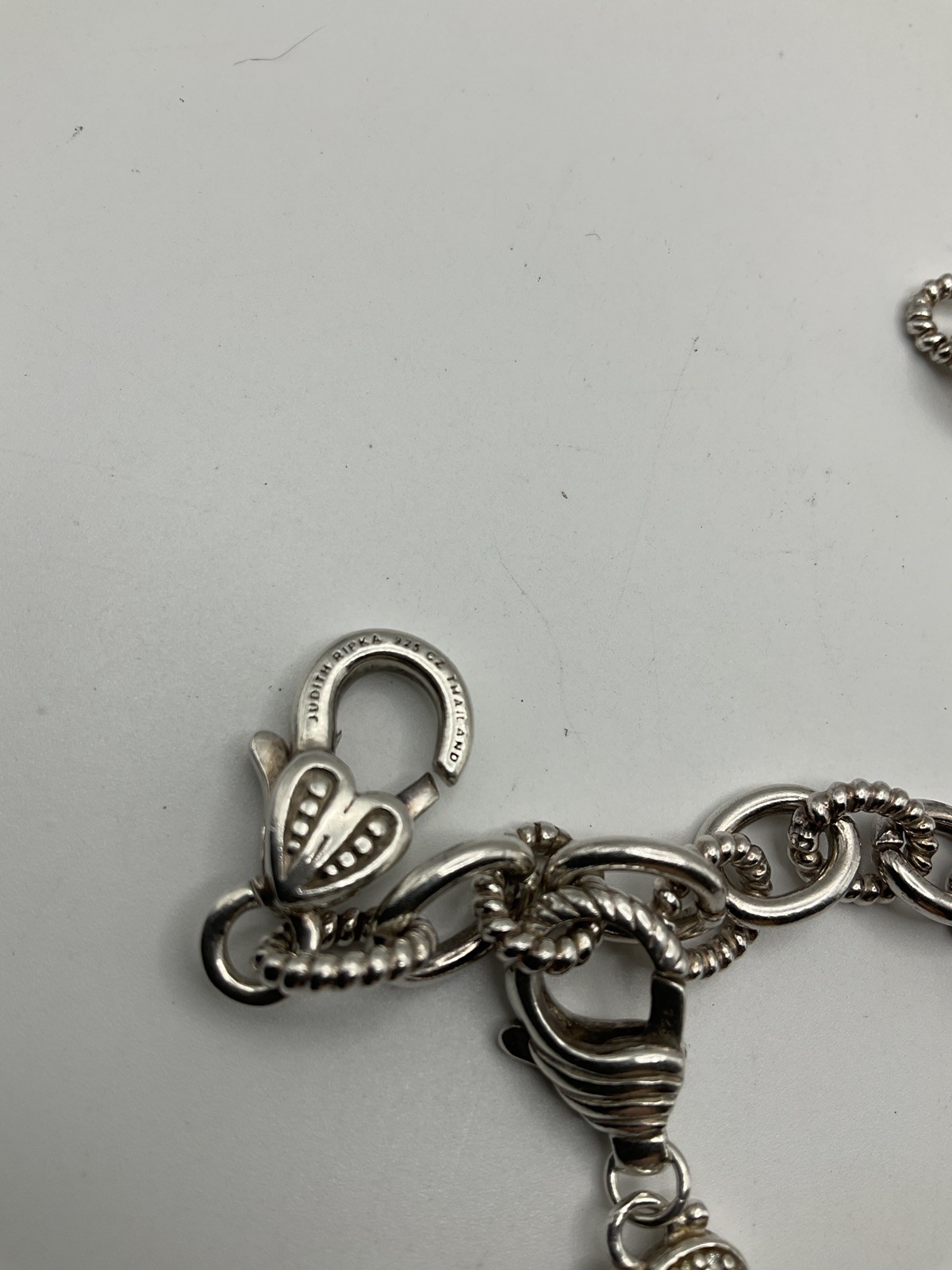 JUDITH RIPKA Sterling Silver link chain with key charm Bracelet 8.5”