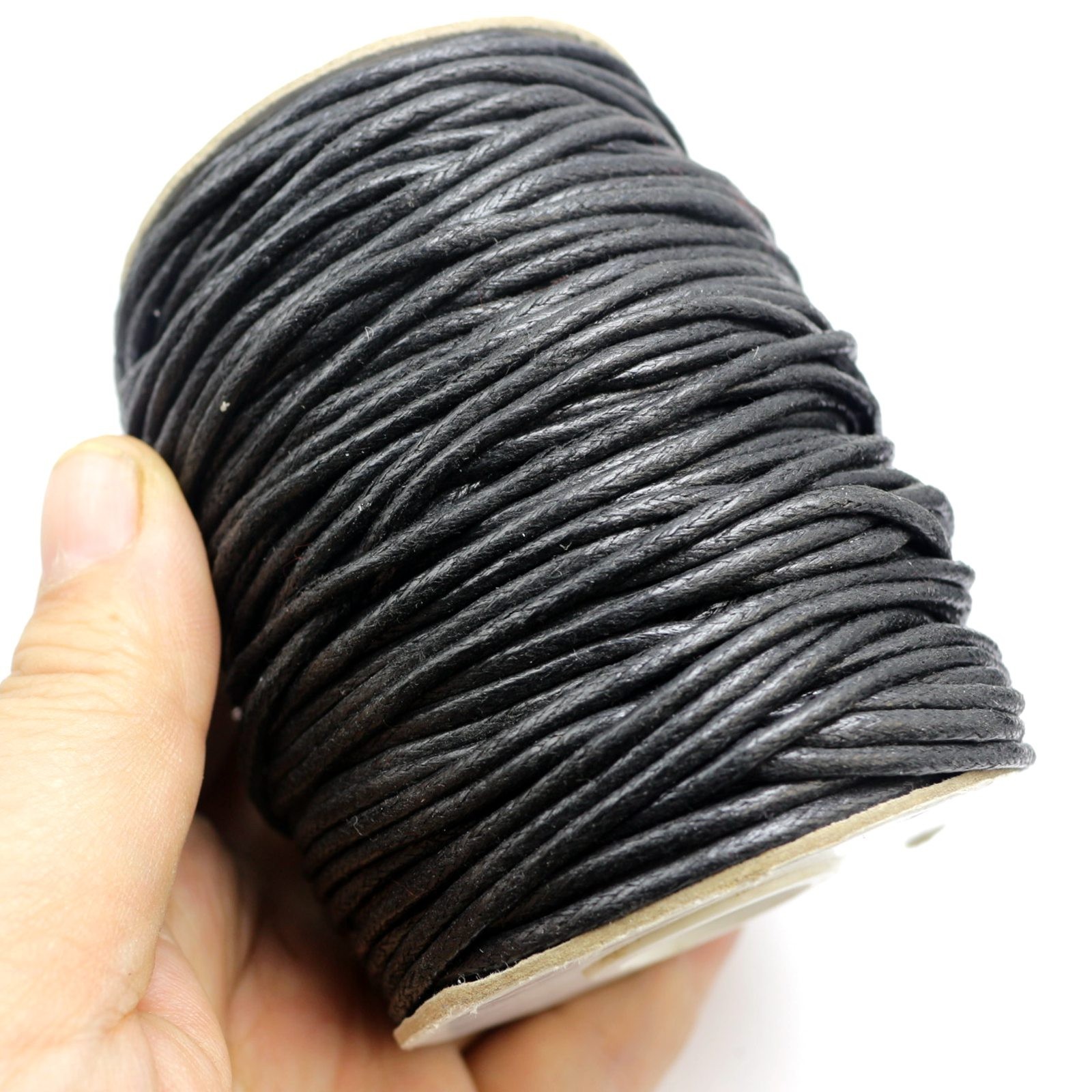 66 Yards/Roll Black Waxed Cotton Cord Beading String Thread 2mm Necklace Rope