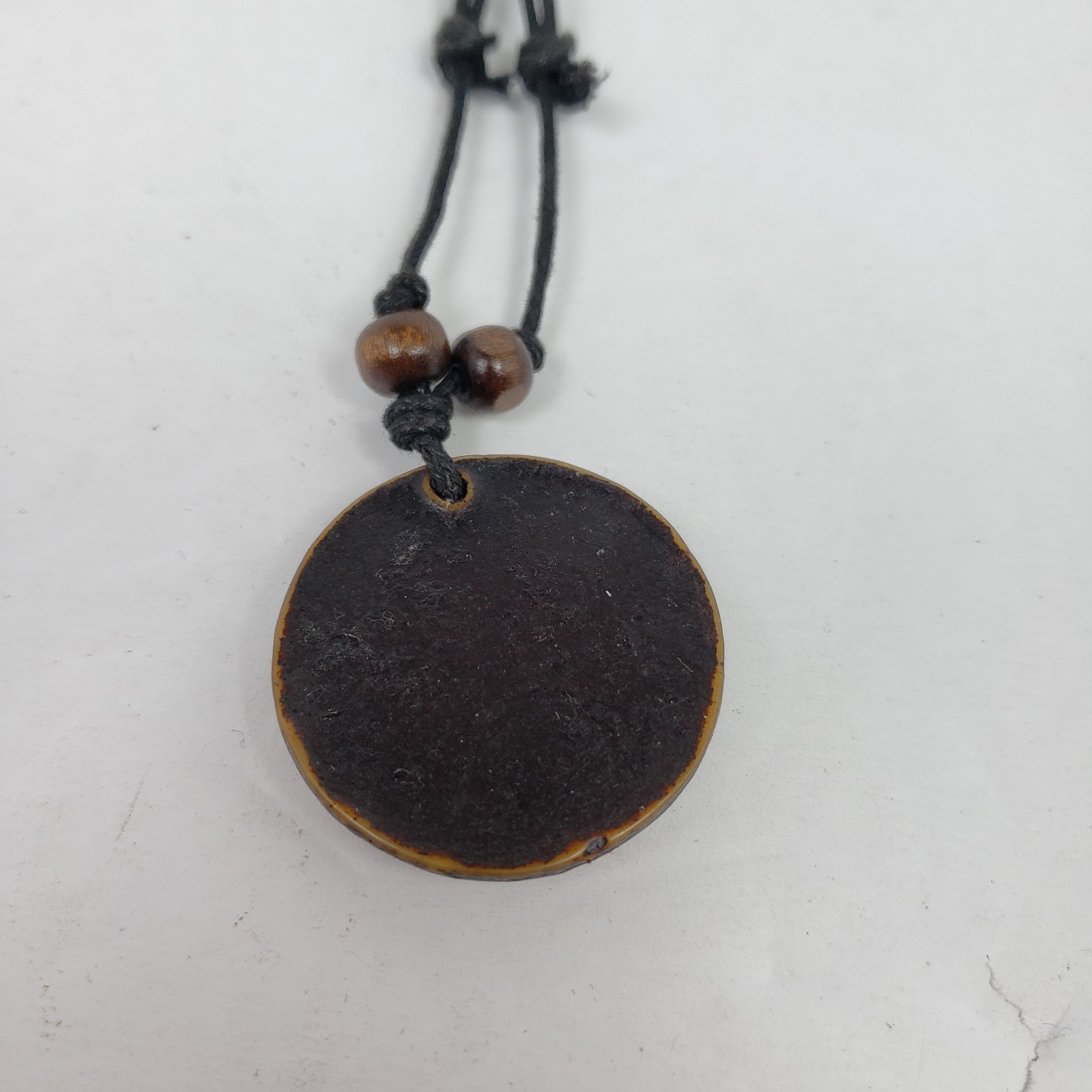 Vintage Adult Fashion Brown Yin Yang Wooden Adjustable Pendant Necklace 035