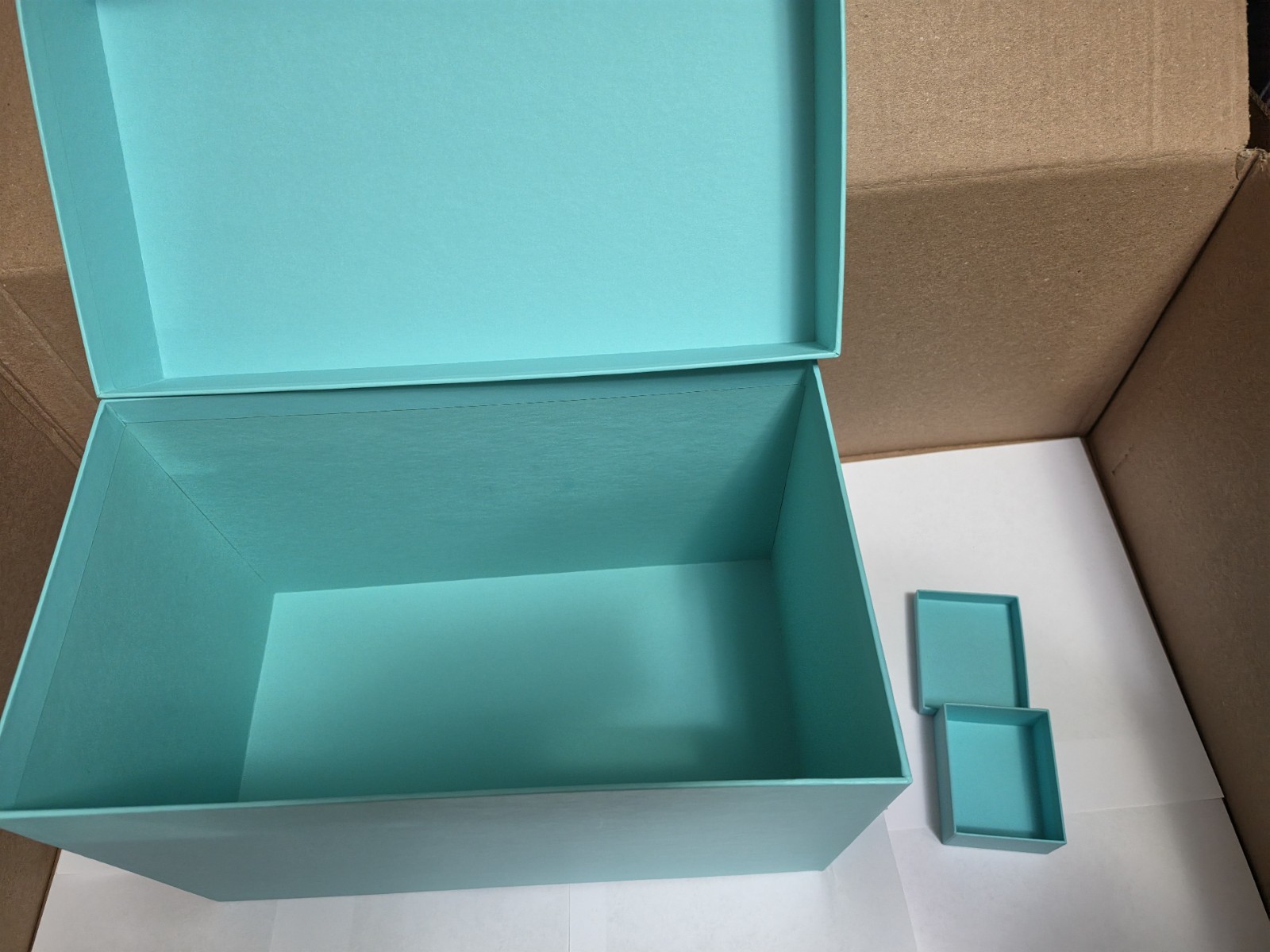 Authentic Tiffany & Co Extra Large 16″ Empty Gift Storage Box w. 3.5″ Small Box