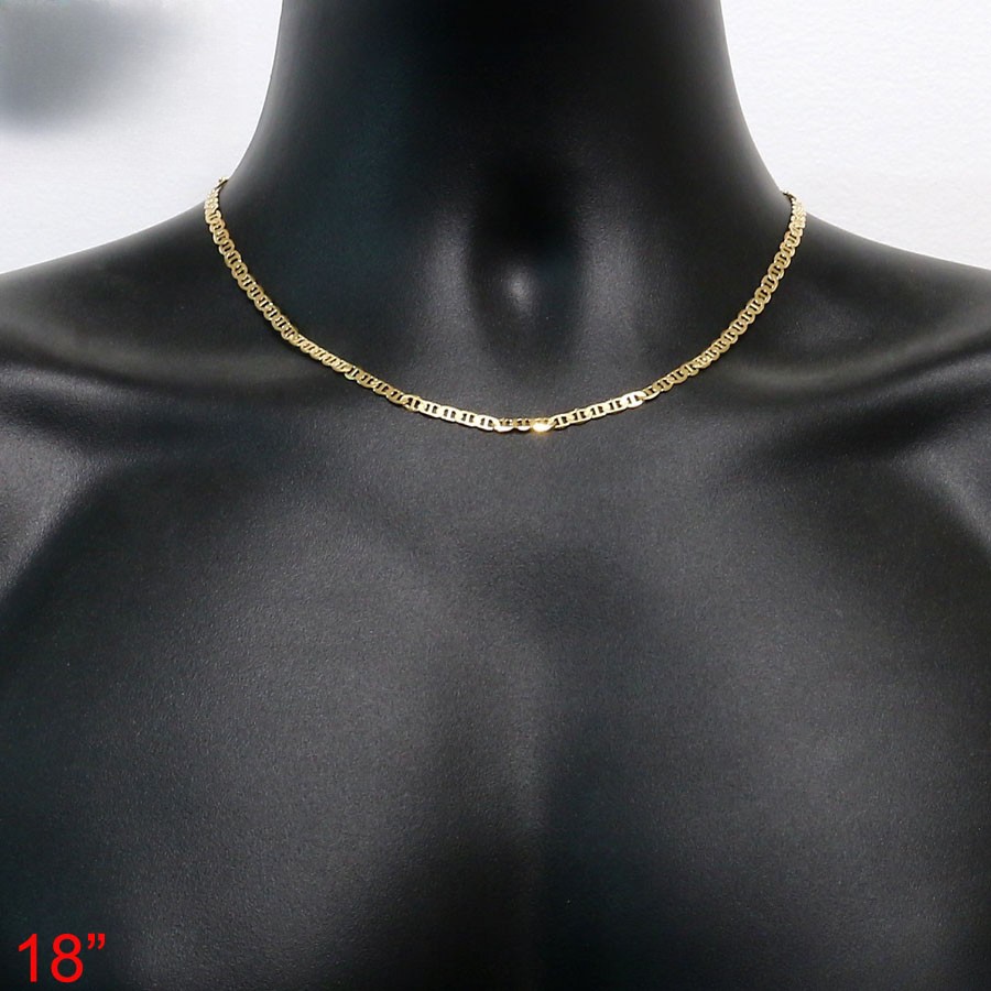 18-28″MEN WOMEN 18K Gold 2MM-7mm GoldLink Link Chain Necklace