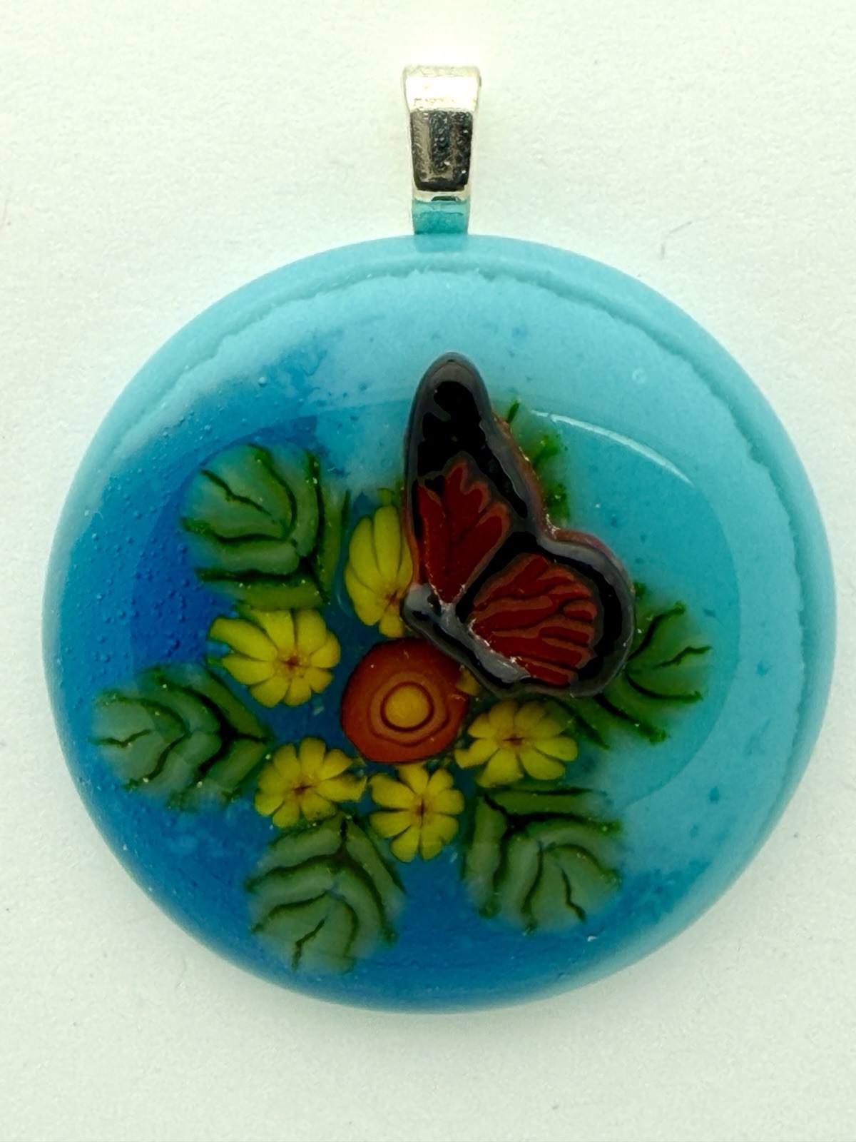 Art Glass Pendant Butterfly and Murrini
