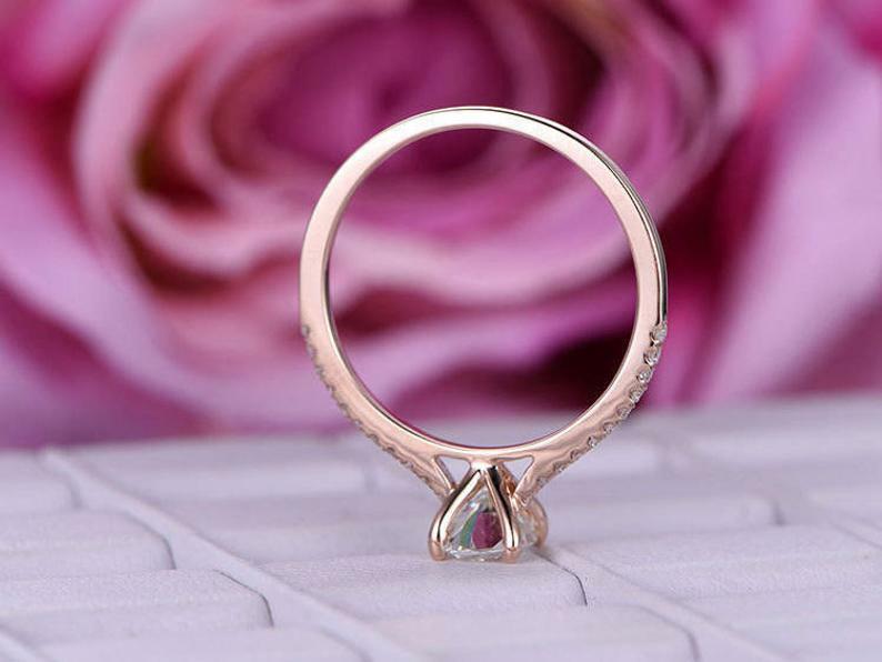 Solitaire with Accents Ring 1.4ct Simulated Diamond Rose Gold Plated