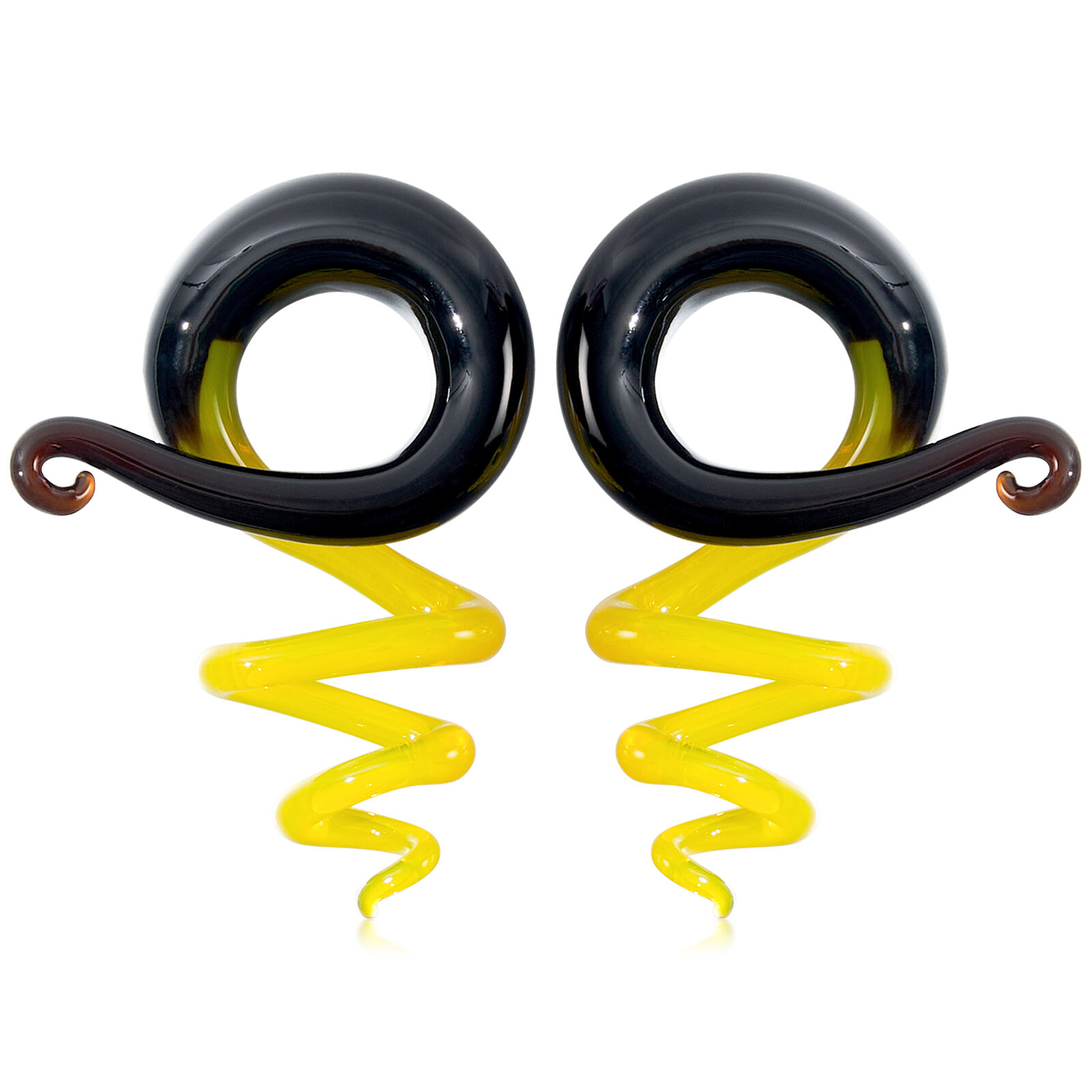 2PC Glass Spiral Tapers Handmade Ear Hanger Twist Ear Gauges Stretching Piercing