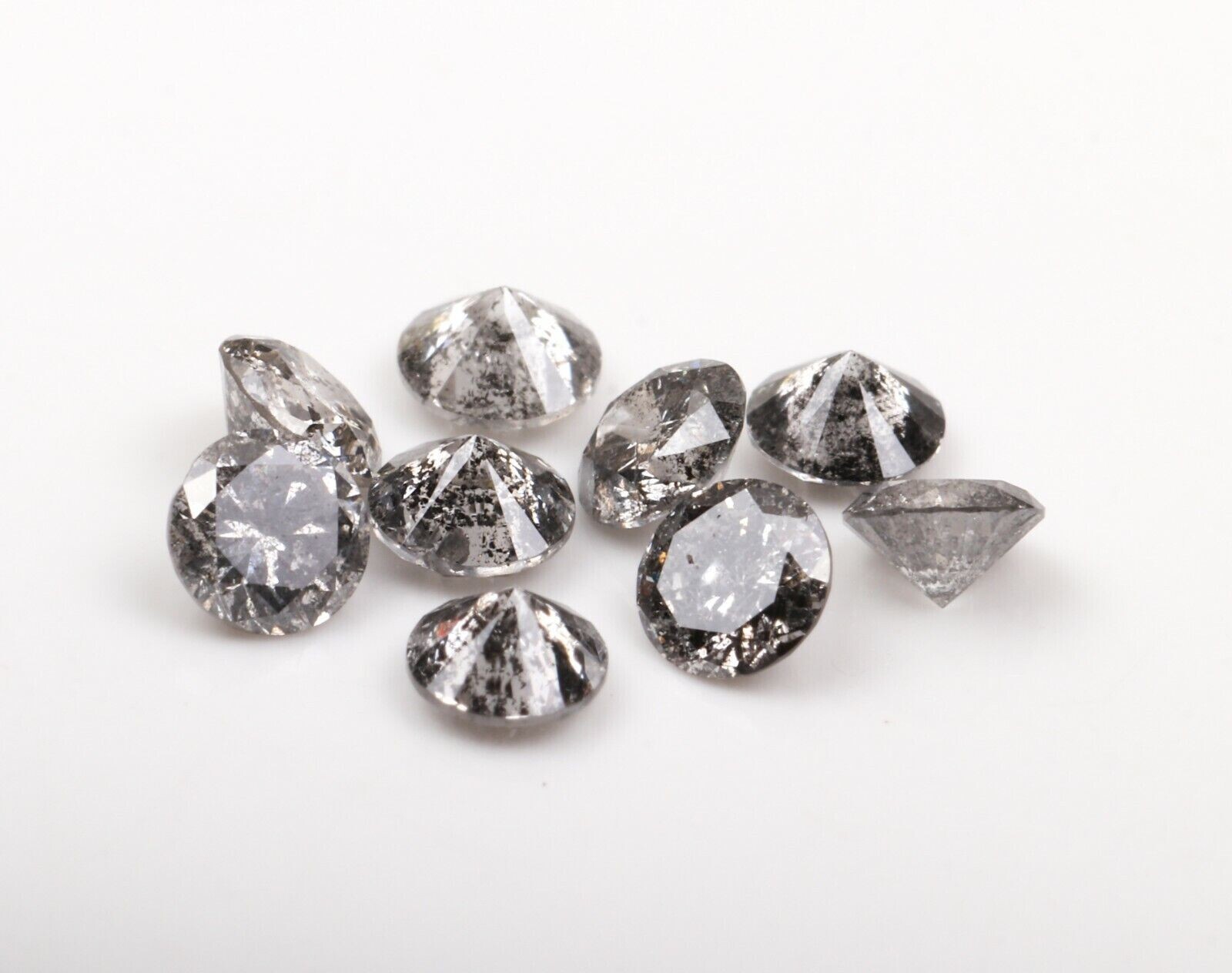 Salt Pepper Natural Diamond 2 Pcs 1.5MM Round Diamond – New Buyer Trial Listing
