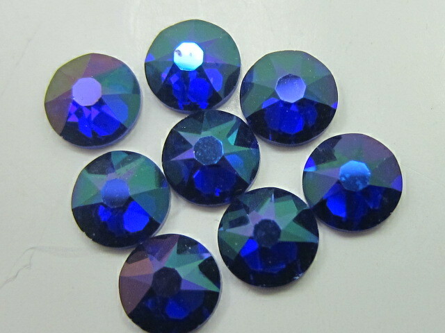 12ss COBALT BLUE GLACIER BLUE FLAT BACK European Rhinestones 1gr.