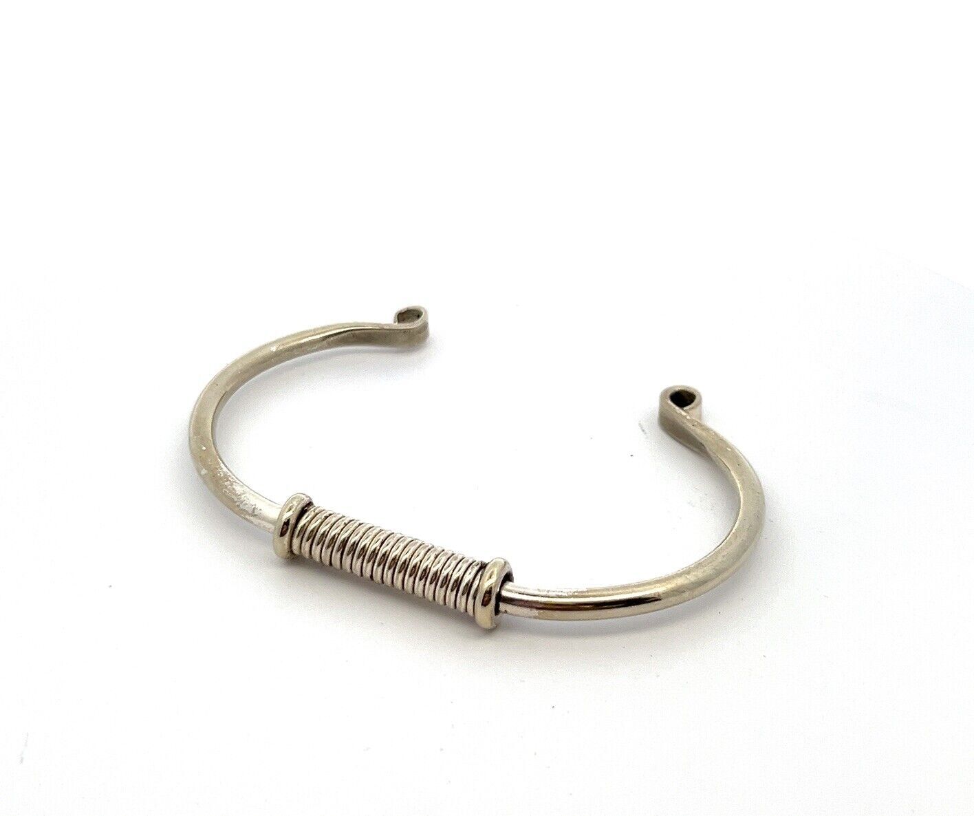 Mexico 925 Sterling Sliver Spring Coil 7” Cuff Bracelet 15.8g