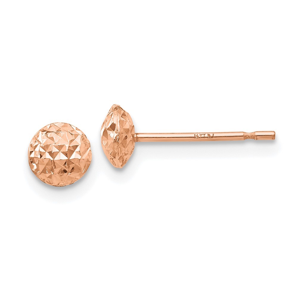 14K Rose Gold 5 mm Puff Circle Stud Earrings 0.55g L-5mm, W-5mm for Mom