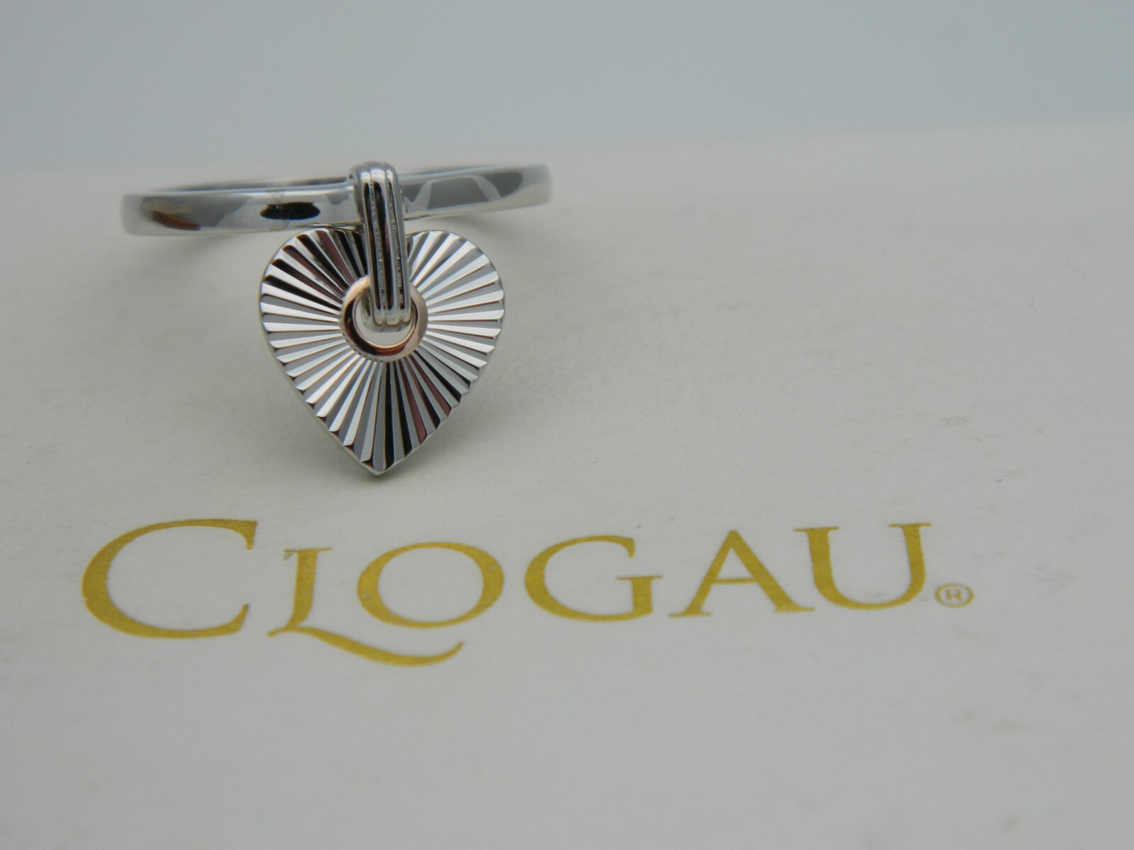 Welsh Clogau Sterling Silver & 9ct Rose Gold Cariad Horizon Heart Ring size O